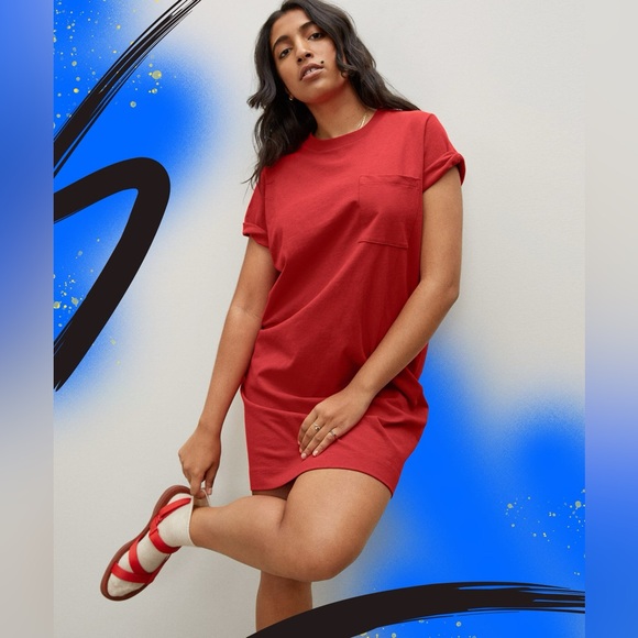 Everlane THE ORGANIC COTTON WEEKEND TEE DRESS in Red Medium - Picture 1 of 5